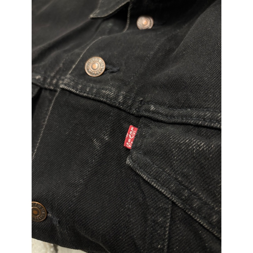 Levis 75525-0260 Black Denim Trucker Jacket Vintage Mens XL Faded Wash - Picture 4 of 8